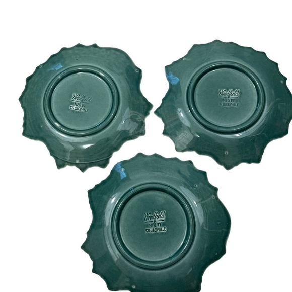 6 Vintage Woodfield by Steubenville Snack Sets Leaf Plates Cups 3 Gray 3 Green - Picture 4 of 10